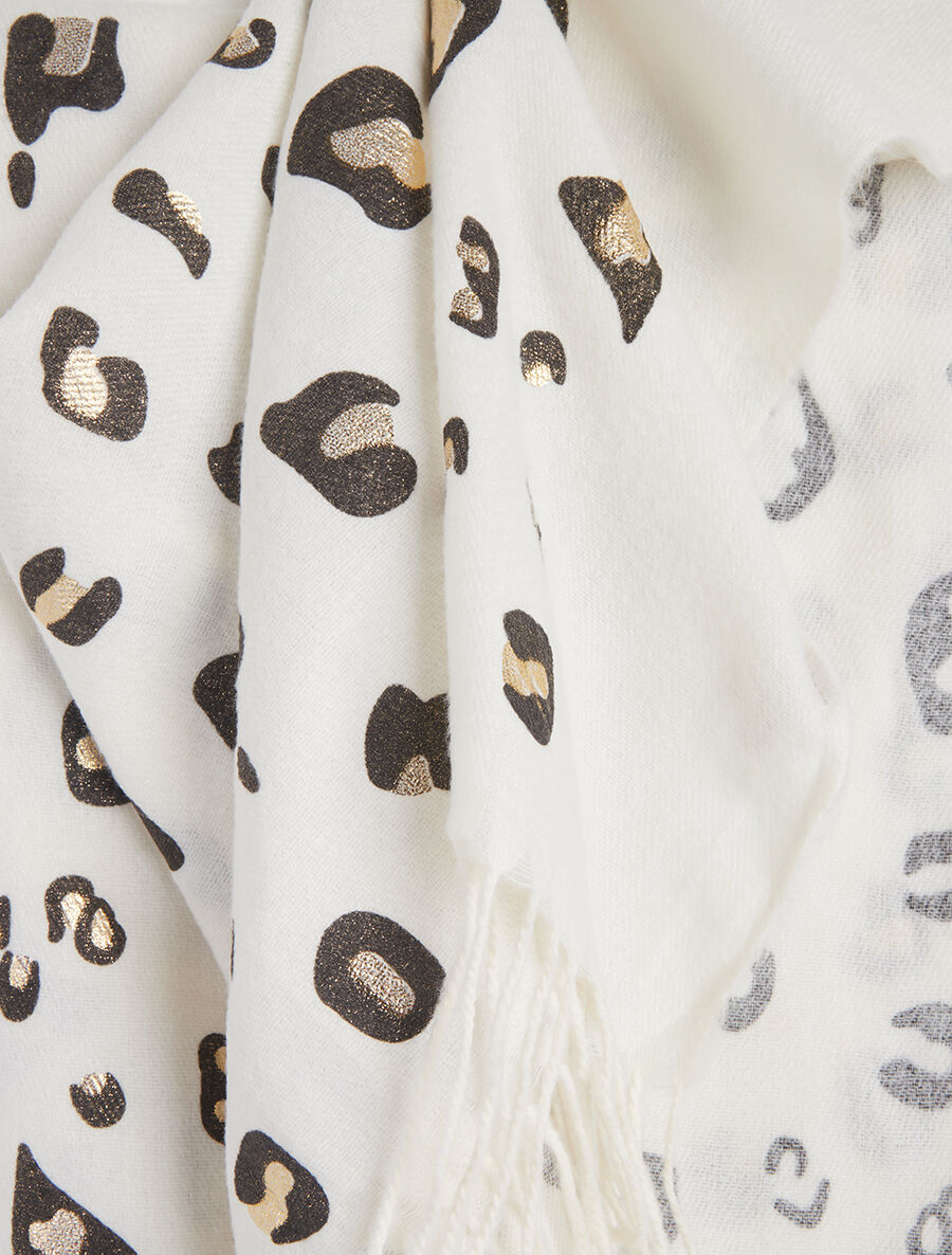 Foulard épais imprimé léopard irisé - Écru - 3