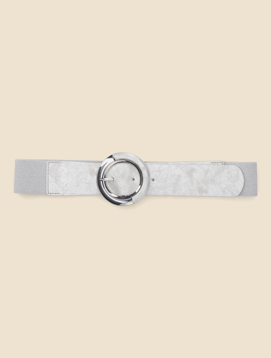 Ceinture élastiquée à boucle ronde - Argent - 2