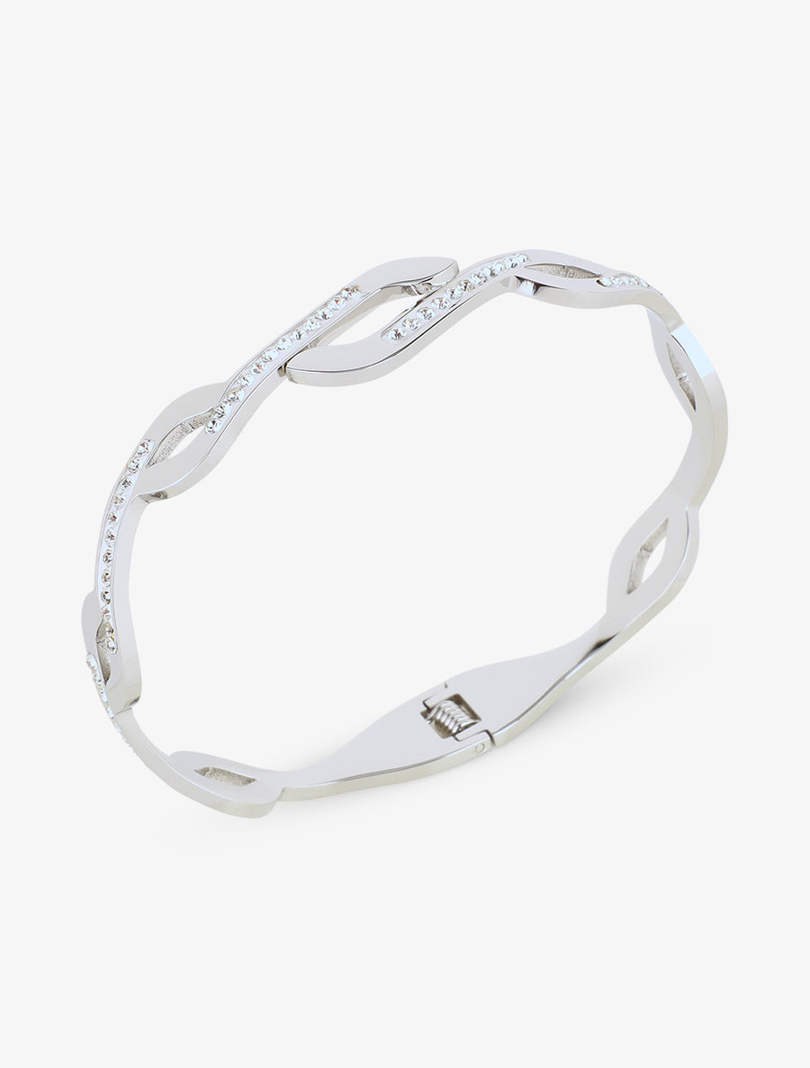 Jonc style vague à strass - Argent - 2