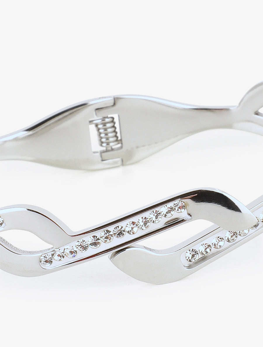 Jonc style vague à strass - Argent - 3