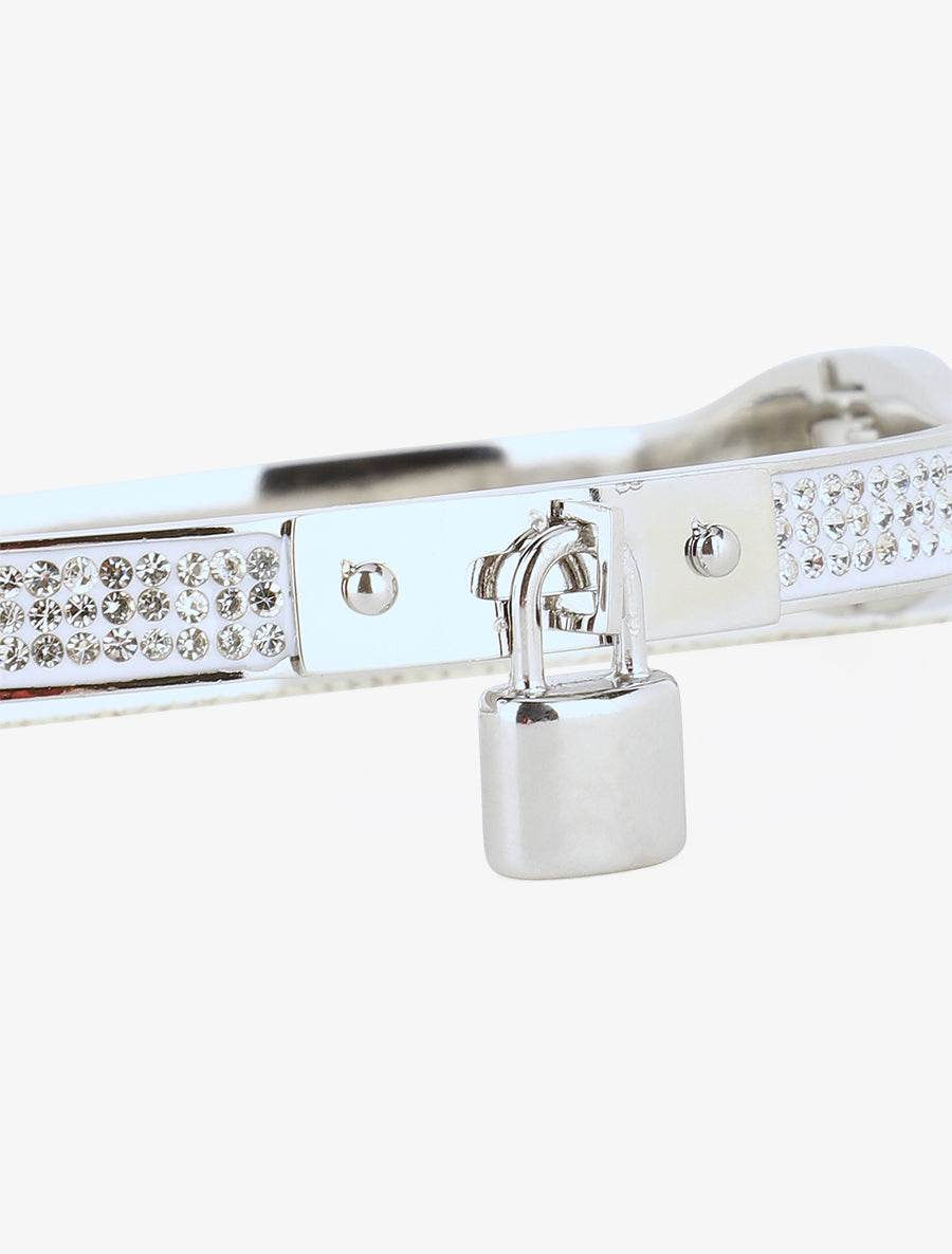 Jonc orné de zircons et cadenas - Argent - 3