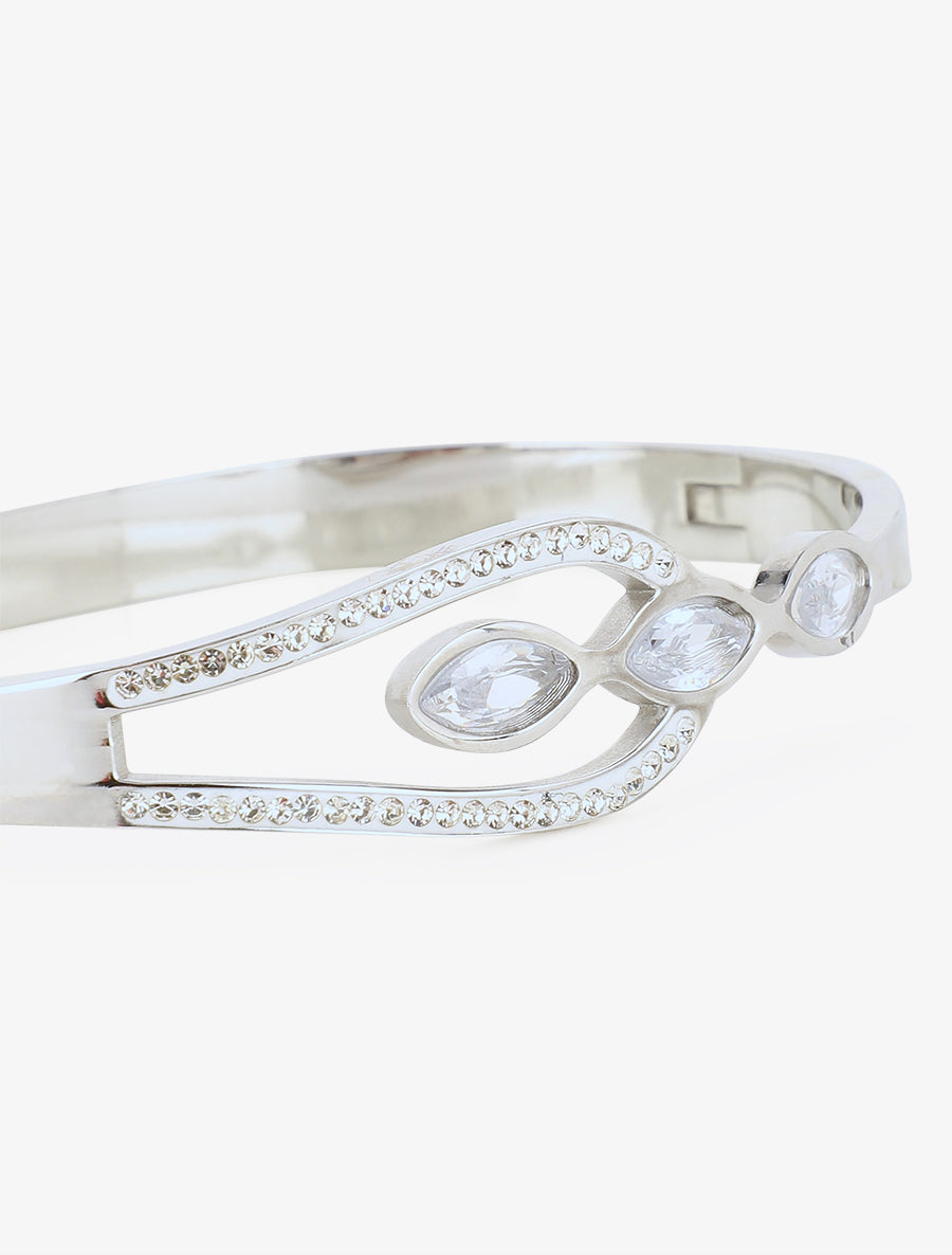 Jonc à strass en amande - Argent - 3