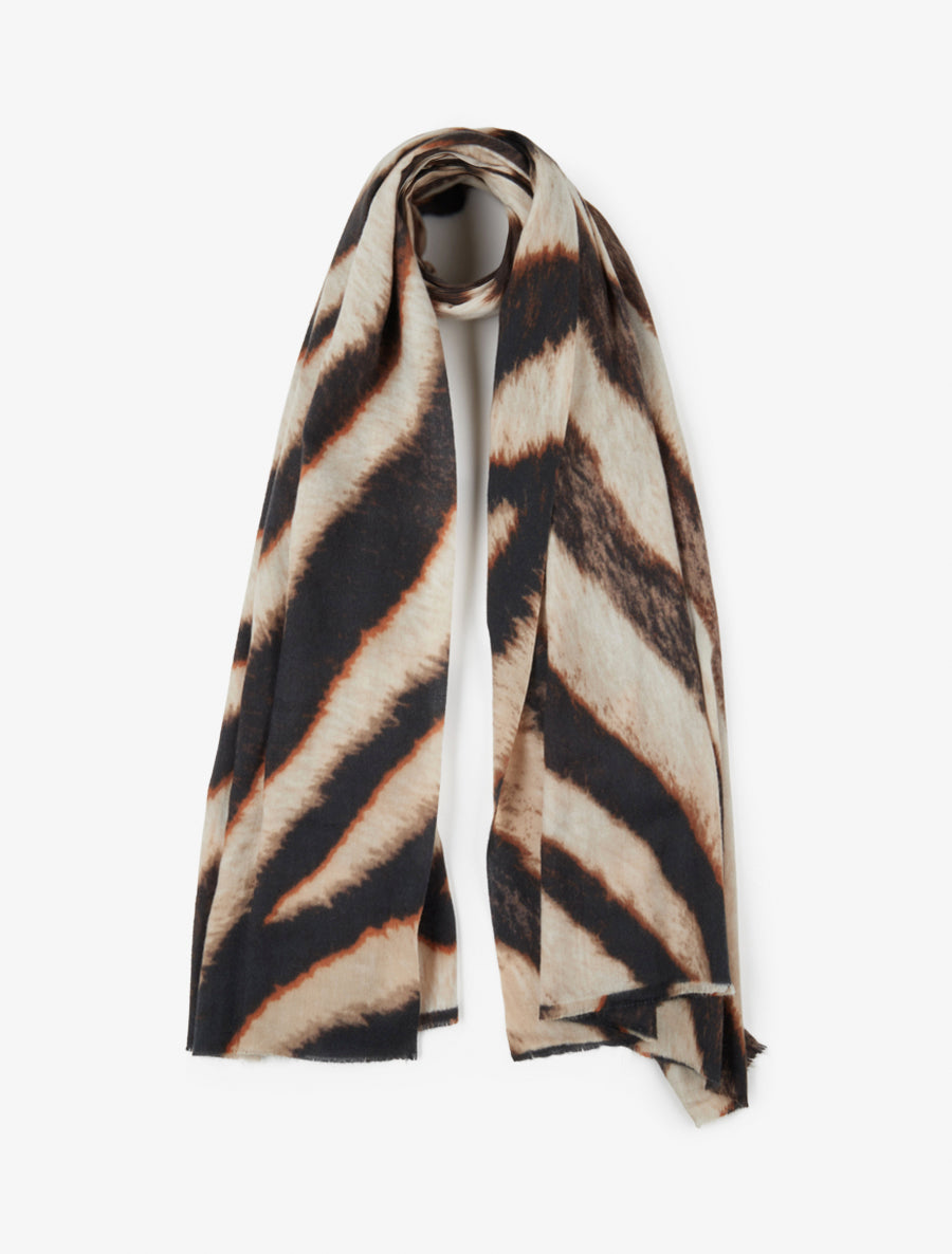 Foulard à imprimé vagues fondus - Marron - 1