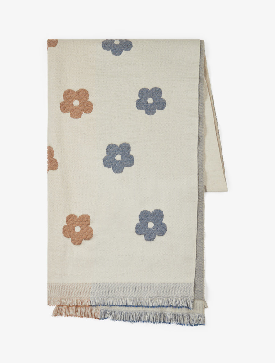 Echarpe à motif fleurs - Beige - 2