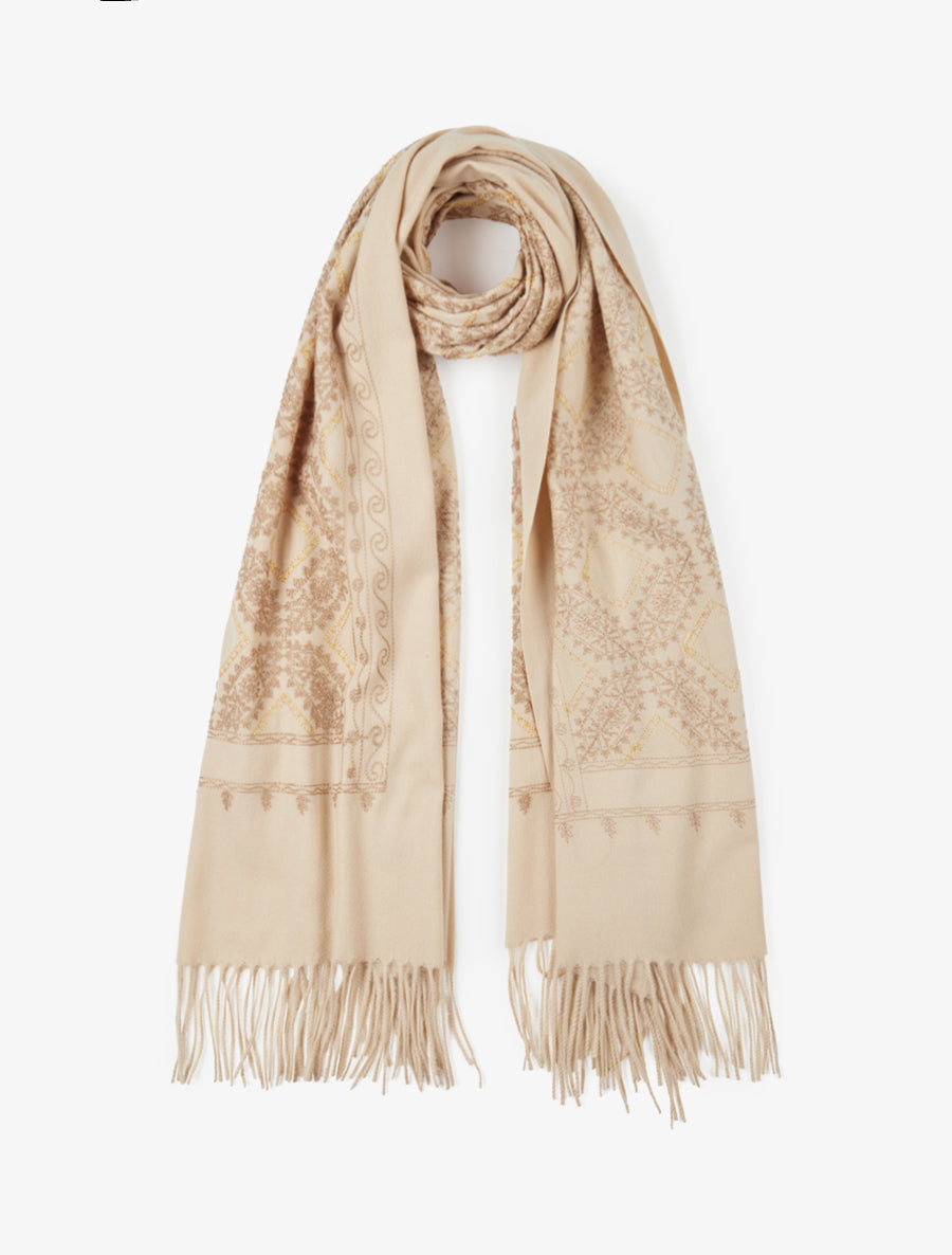 Echarpe à imprimé tapisserie - Beige - 1