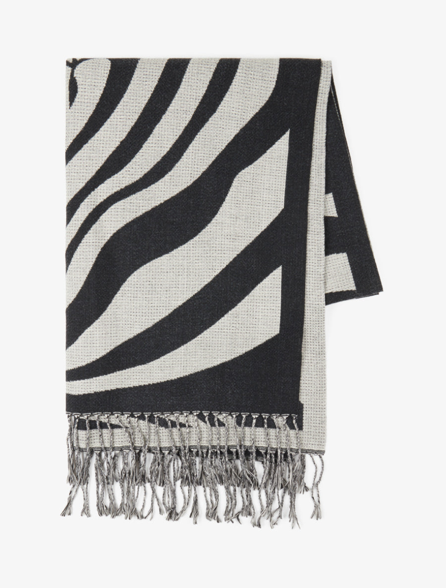 Echarpe à imprimé coeurs concentriques - Noir - 2