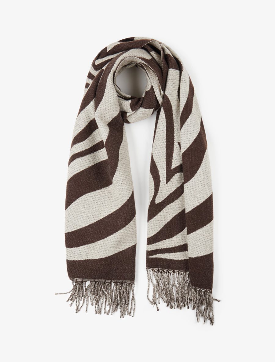 Echarpe à imprimé coeurs concentriques - Marron - 1