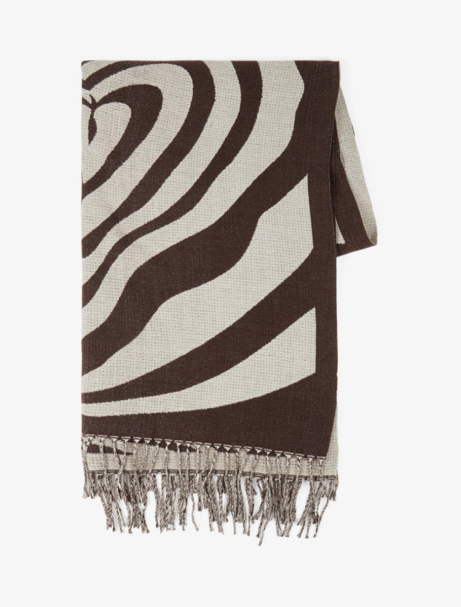 Echarpe à imprimé coeurs concentriques - Marron - 2