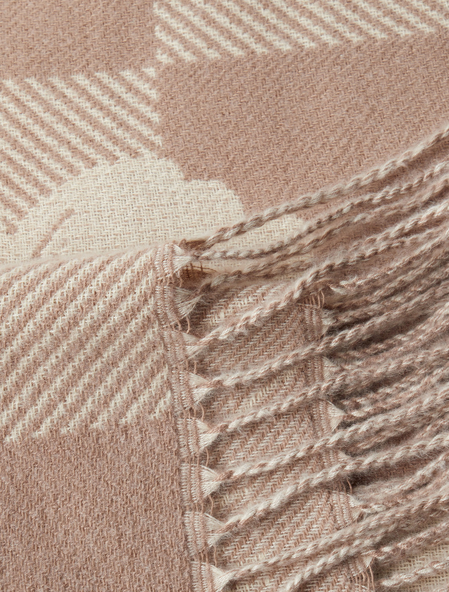 Echarpe à carreaux et fleurs - Taupe clair - 3