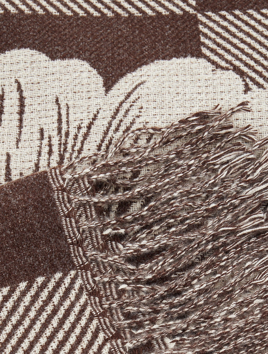 Echarpe à carreaux et fleurs - Marron - 3