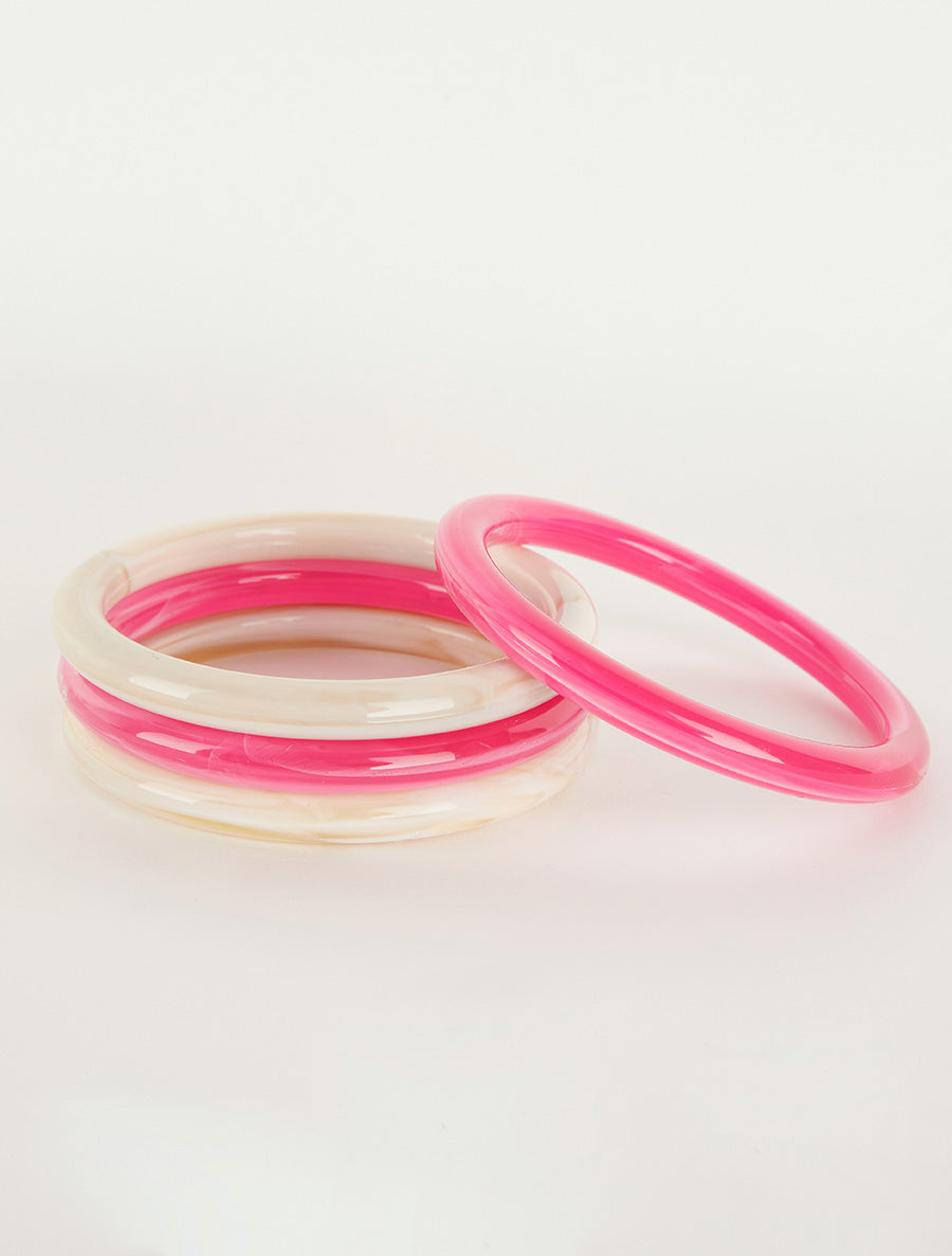 Ensemble de 4 joncs en résine colorée - Fushia - 2