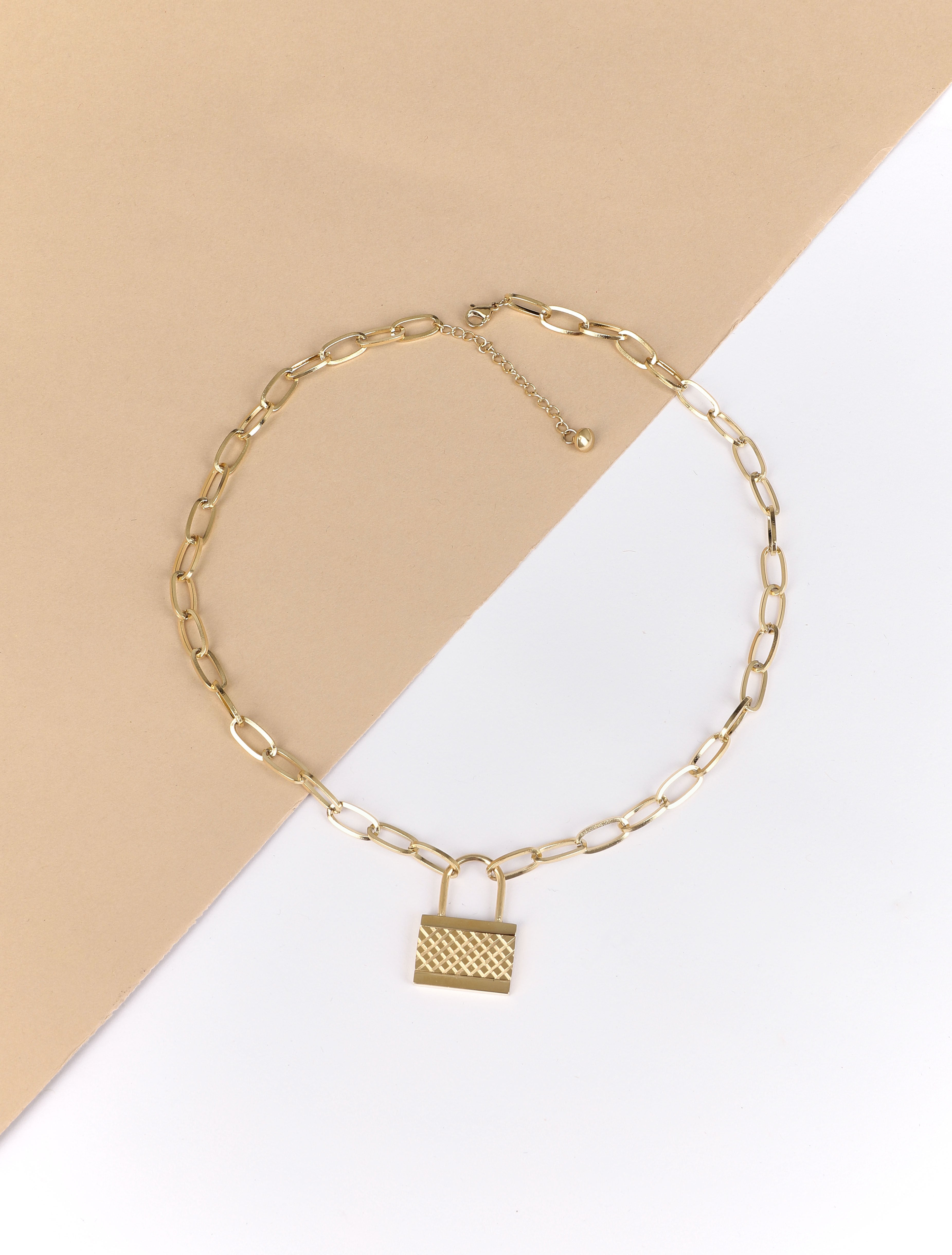 Collier en maille à détail cadenas - Or - 2