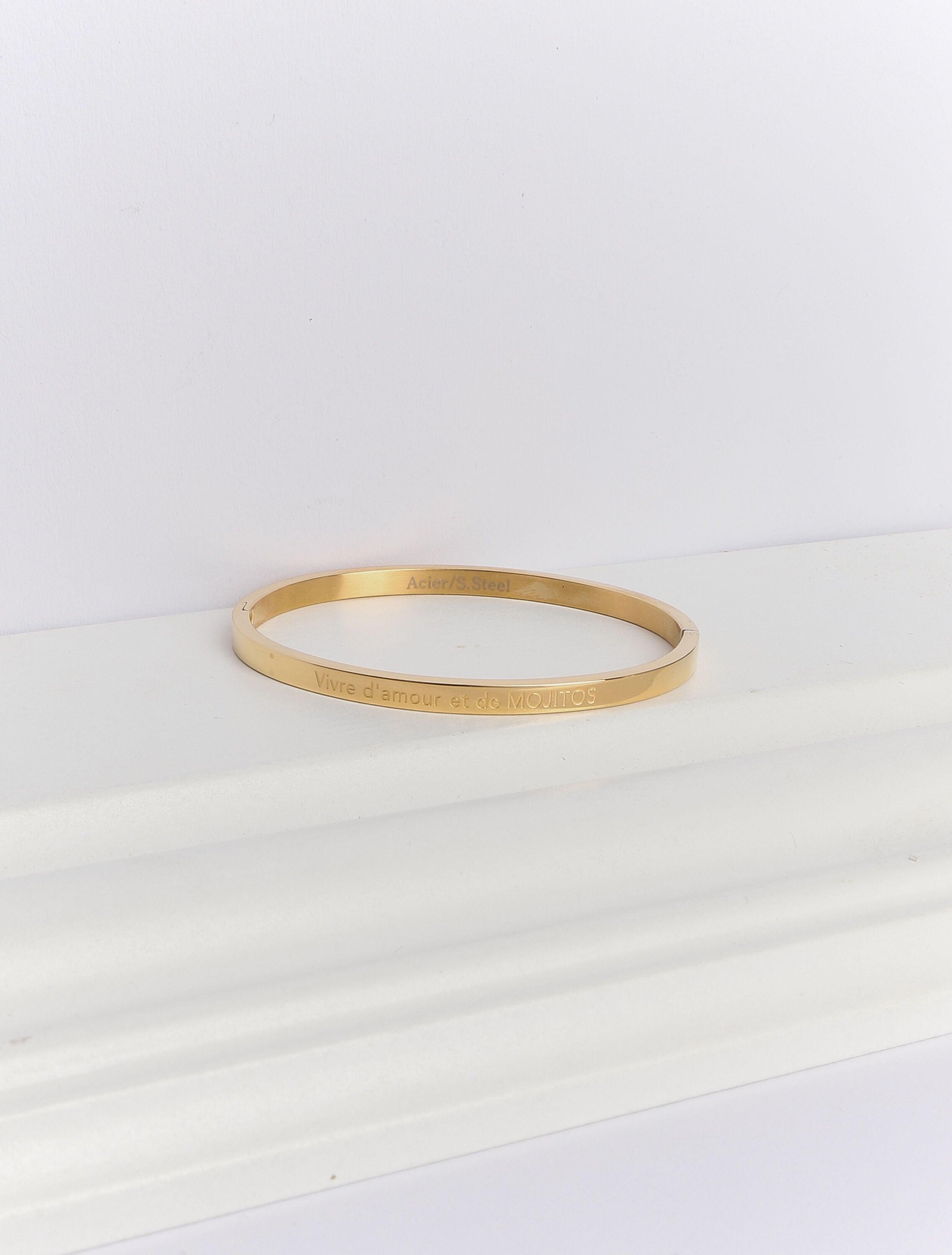 Bracelet à message gravé - Or - 1