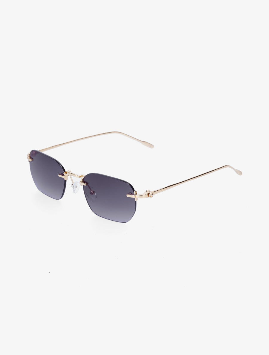 Lunettes de soleil rectangulaires sans monture - Noir - 1