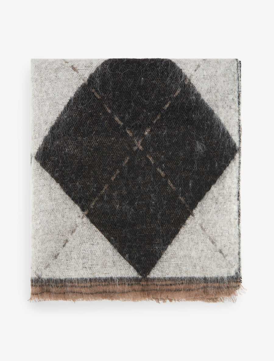 Echarpe en cachemire mélangé imprimé losange - Noir - 2