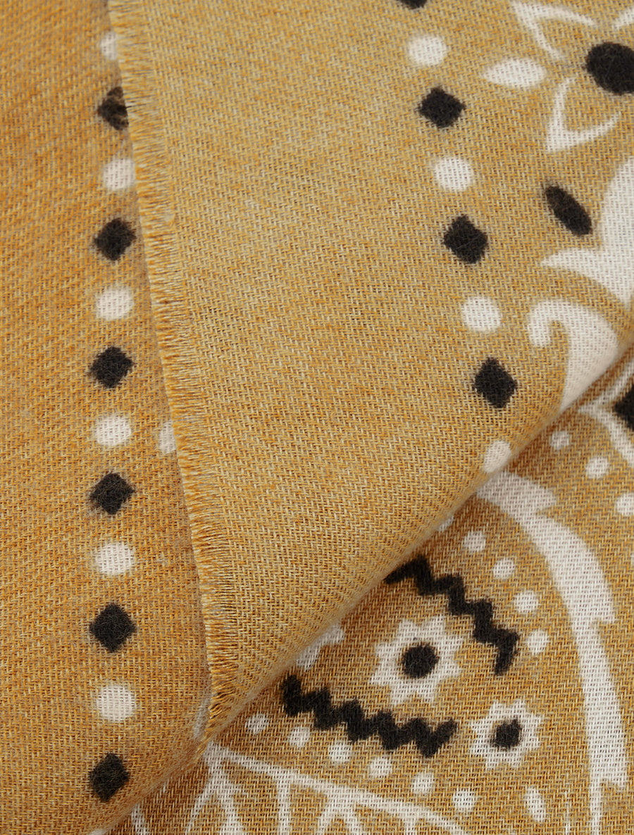 Foulard imprimé paisley à bords effilochés - Jaune moutarde - 3