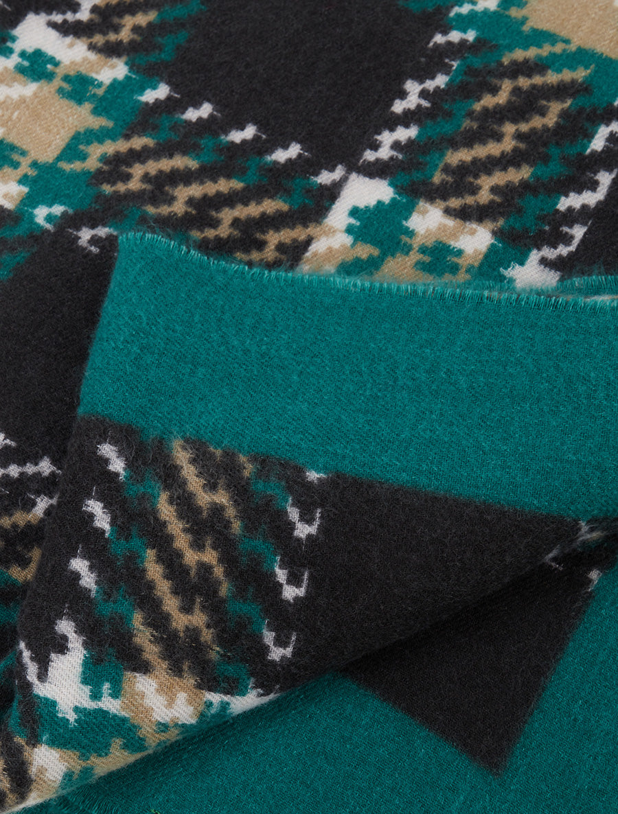 Foulard imprimé carreaux à bords effilochés - Vert - 3