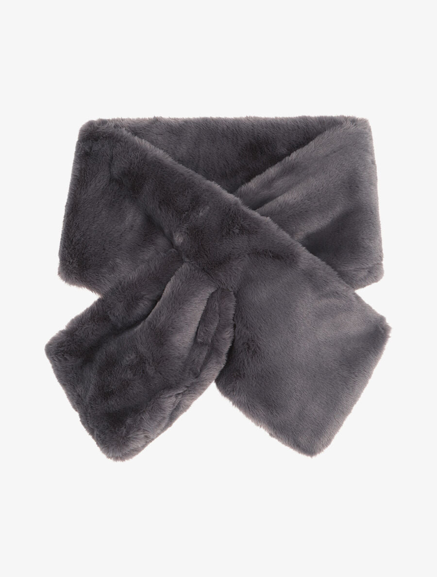 Echarpe en fausse fourrure - Gris foncé - 4