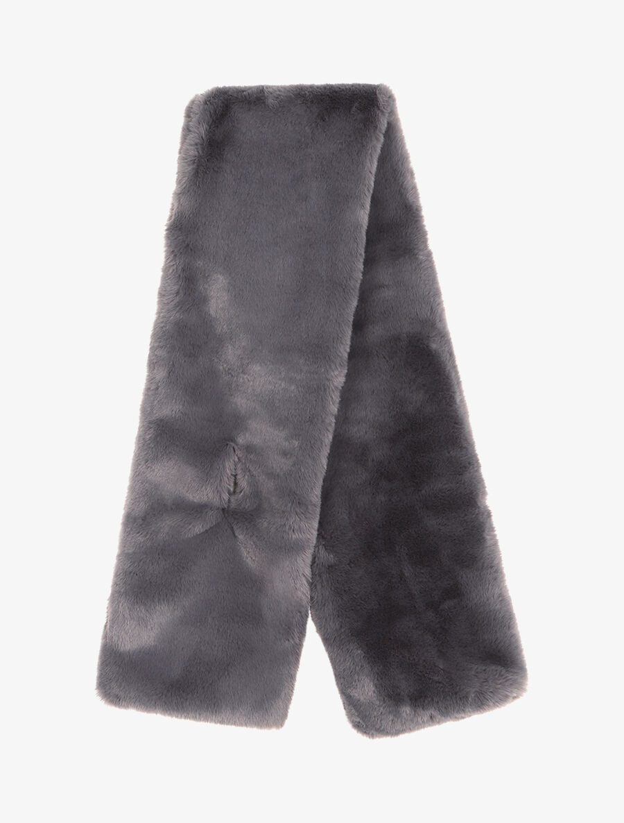 Echarpe en fausse fourrure - Gris foncé - 2