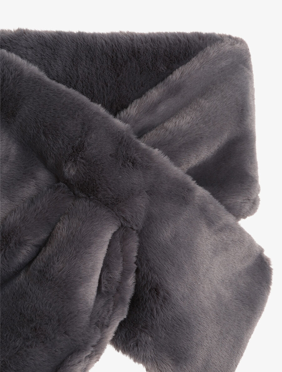 Echarpe en fausse fourrure - Gris foncé - 3
