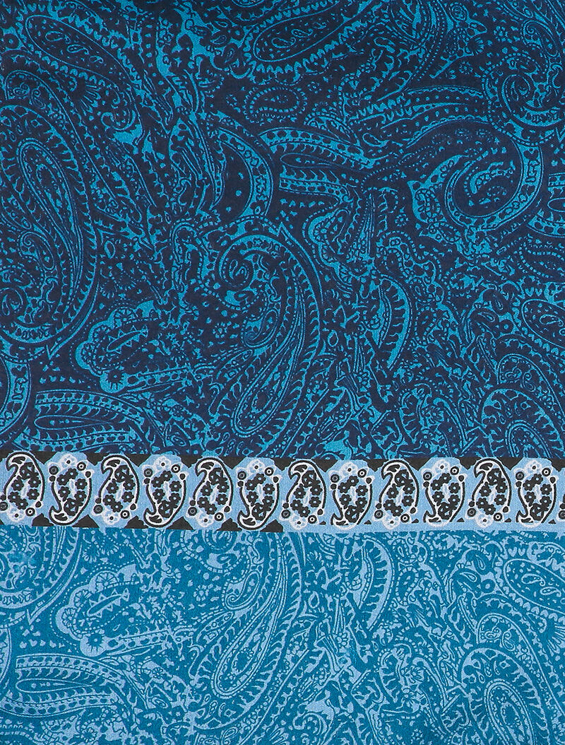 Foulard à imprimé végétal et cachemire - Bleu - 2