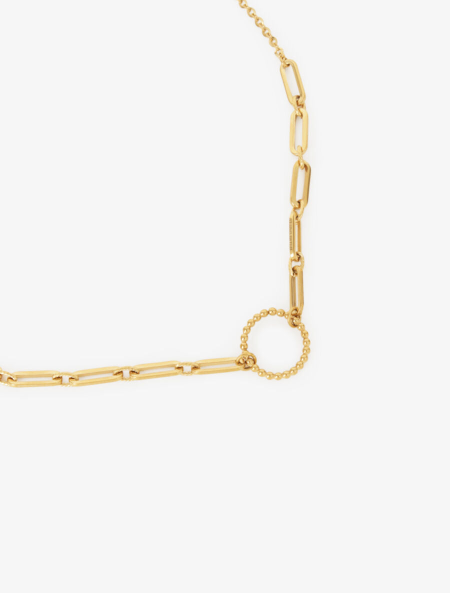 Collier à pendentif maille rectangles et anneau - Or - 2
