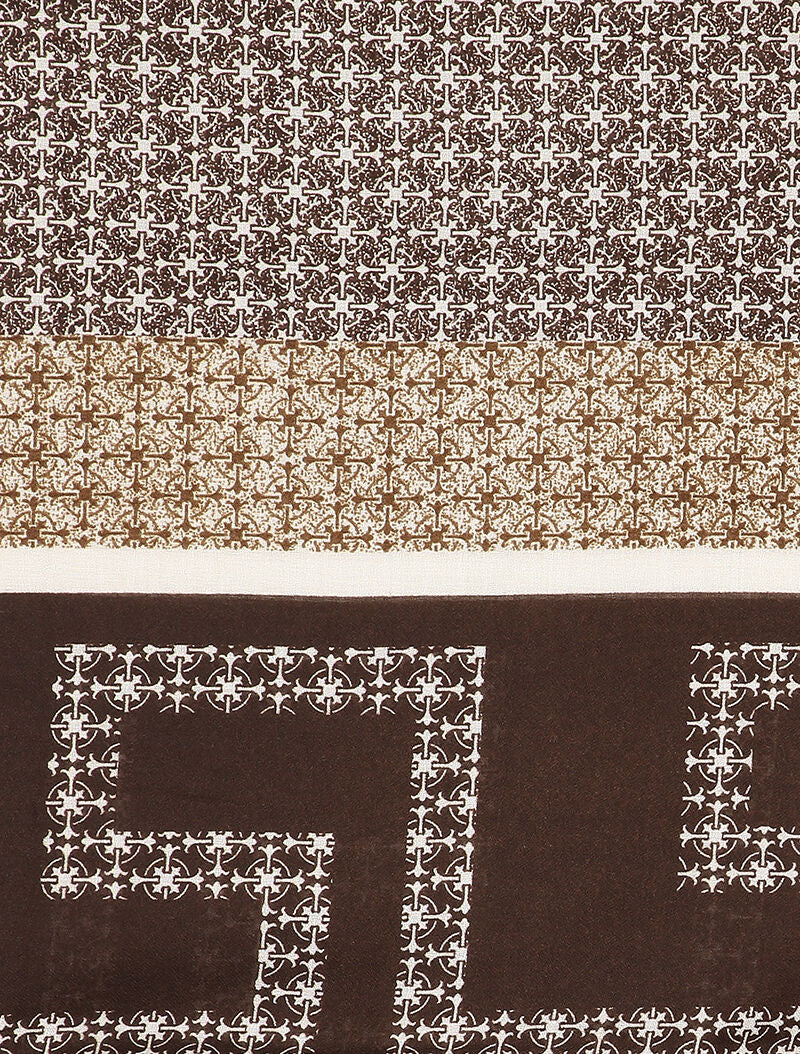 Foulard à imprimé mosaique stylisée - Marron - 2