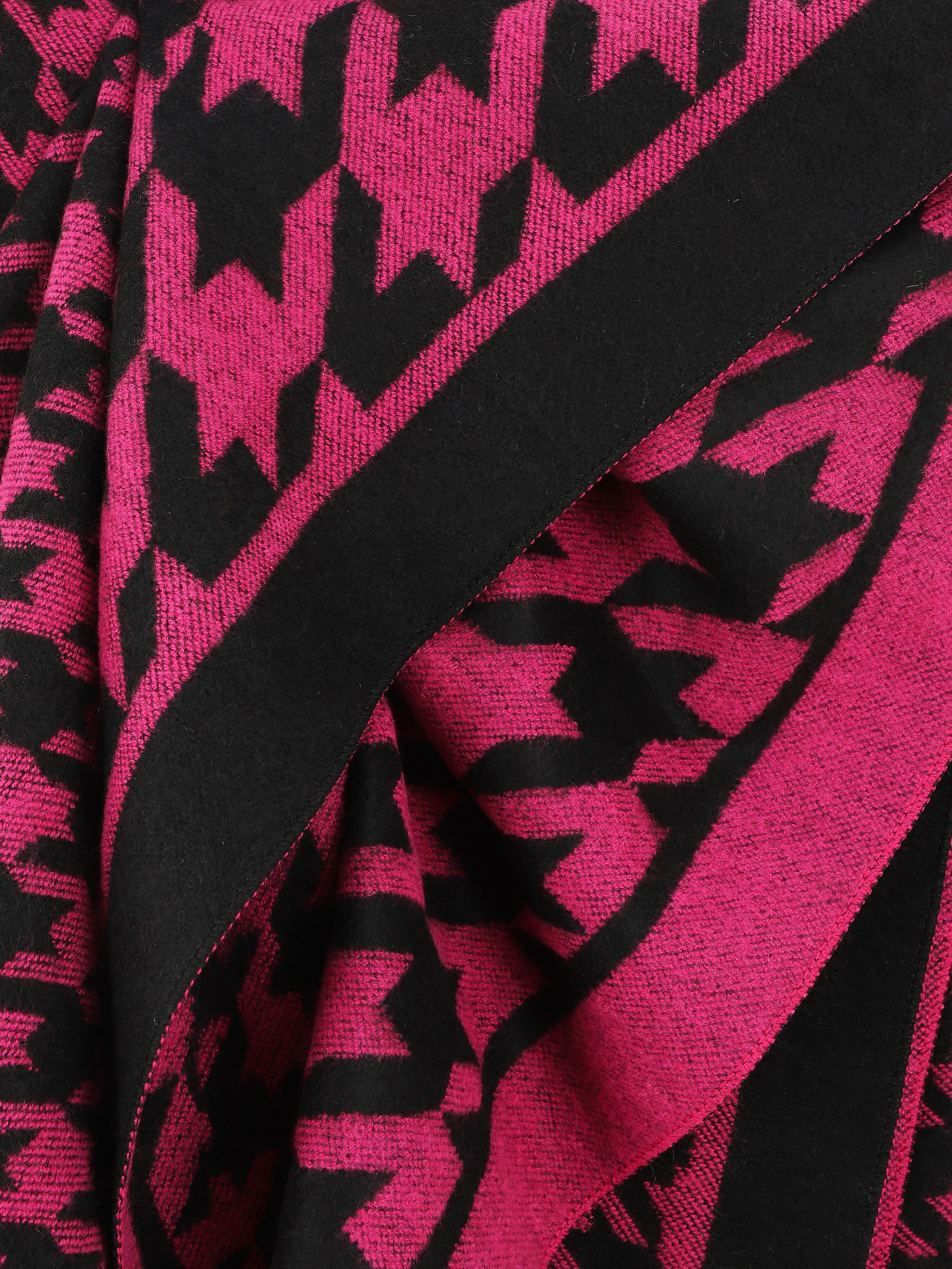 Echarpe en laine mélangée imprimé pied de poule - Fushia - 3