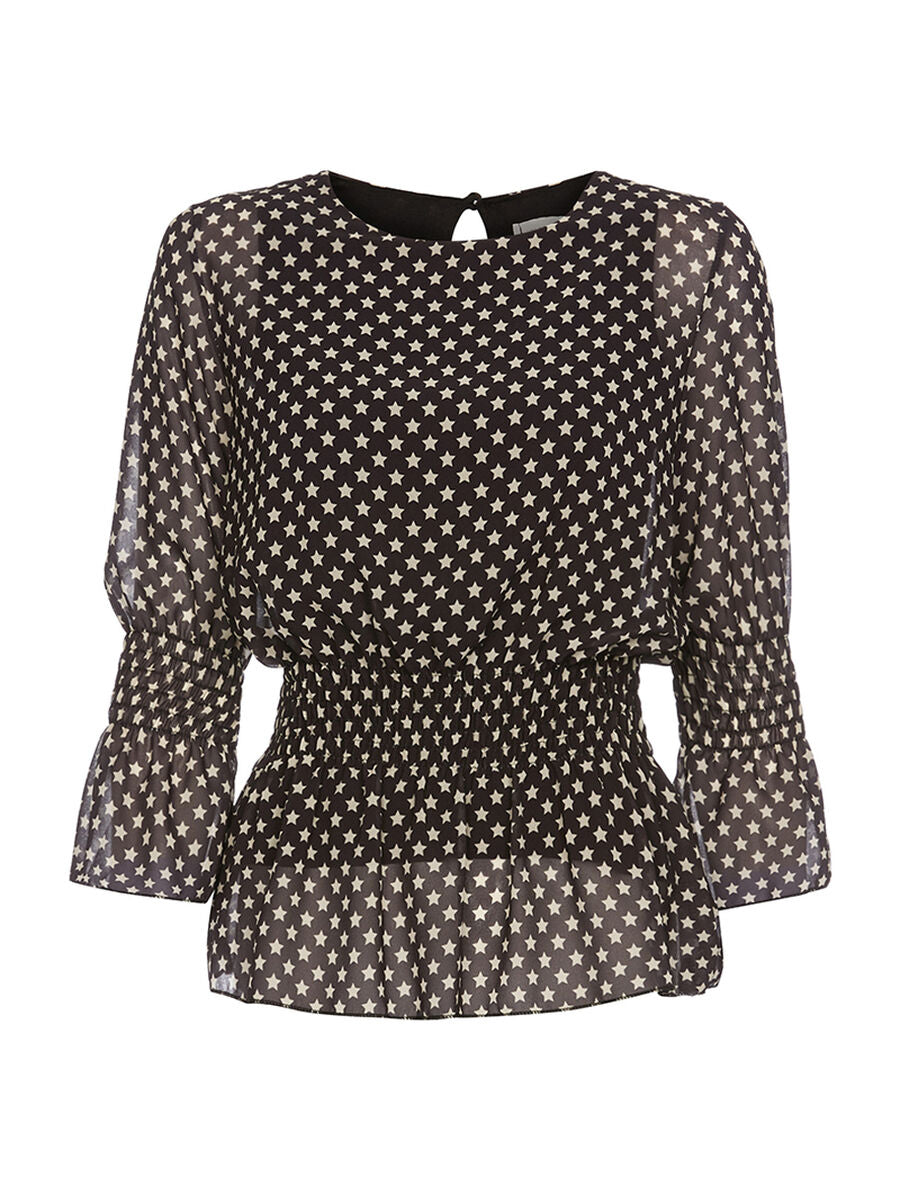 Blouse étoilée en voile - Noir - 1