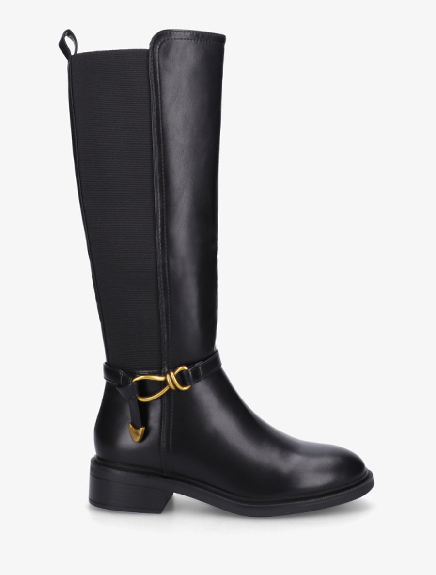 Bottes style cavalière à boucle fantaisie - Noir - 1