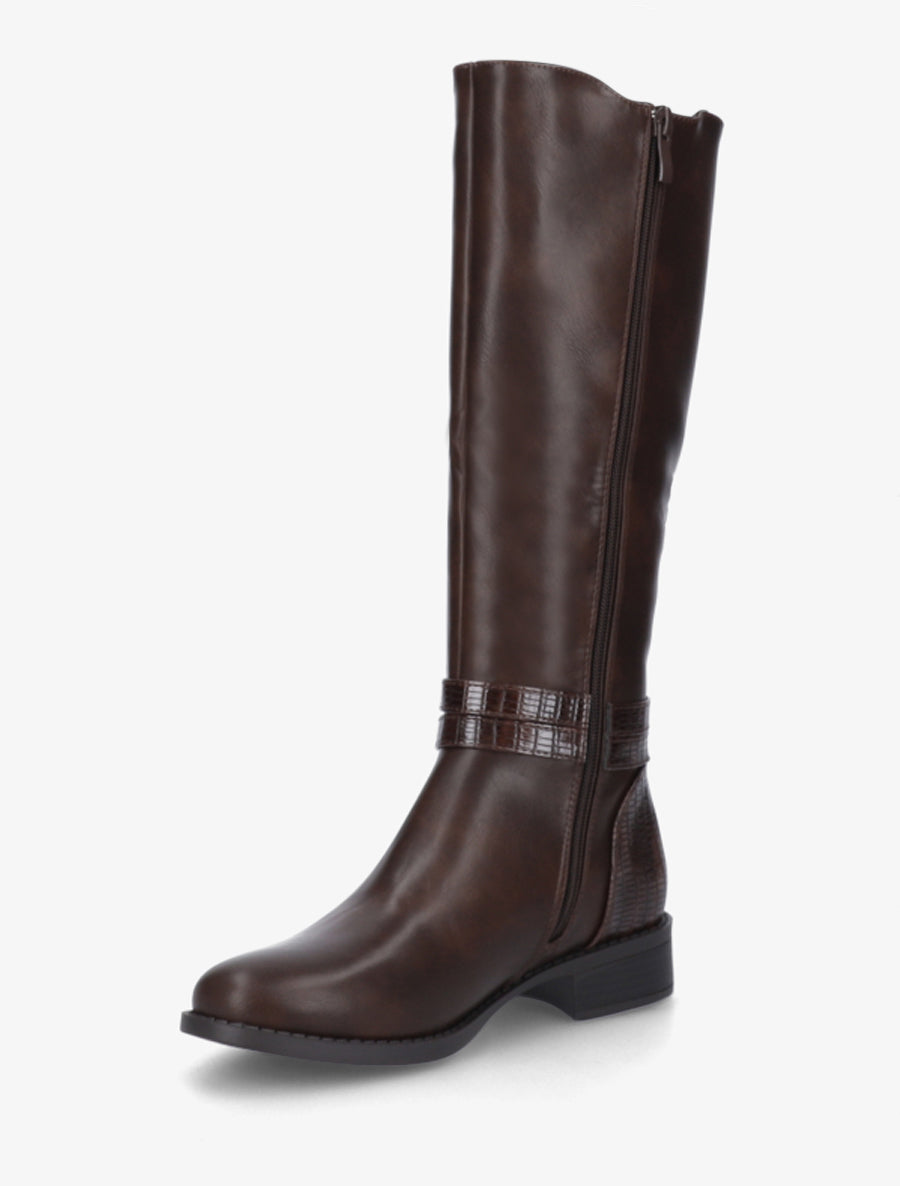 Bottes élastiquées à contrefort en croco - Marron - 3