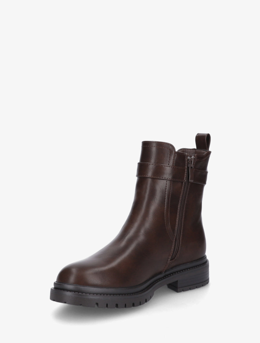 Bottines élastiquées à boucle et semelle crantée - Marron - 3