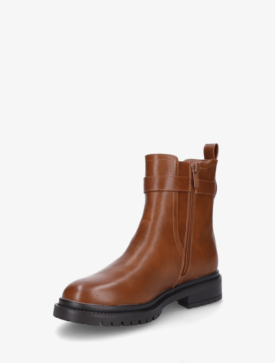 Bottines élastiquées à boucle et semelle crantée - Camel - 3