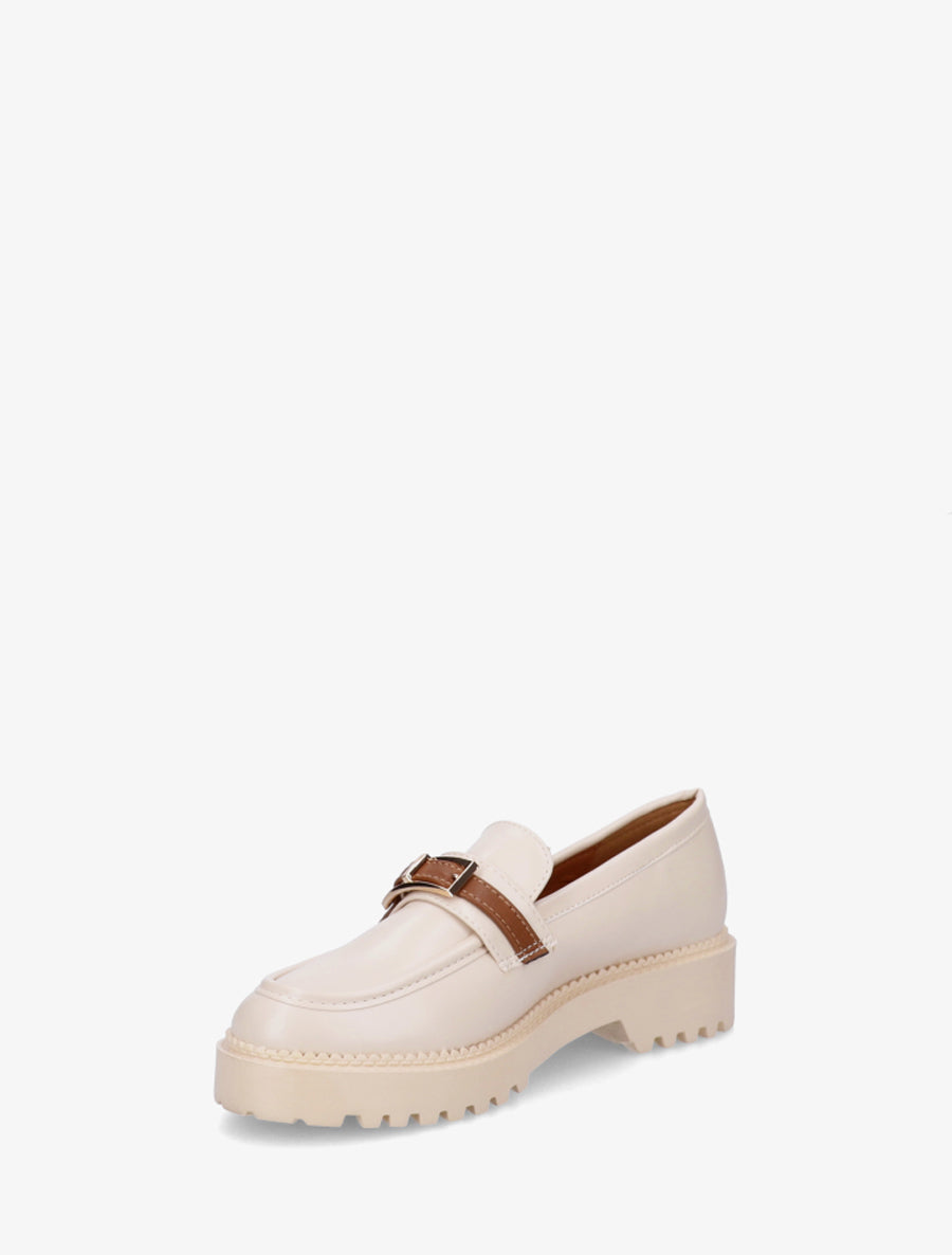 Mocassins à semelle crantée et boucle métallique - Beige - 3