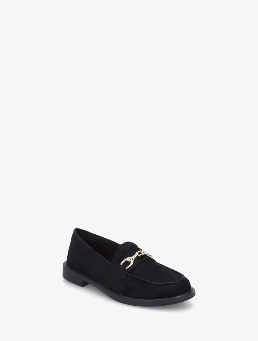 Mocassins en suédine à bijou fantaisie en métal - Noir - 2