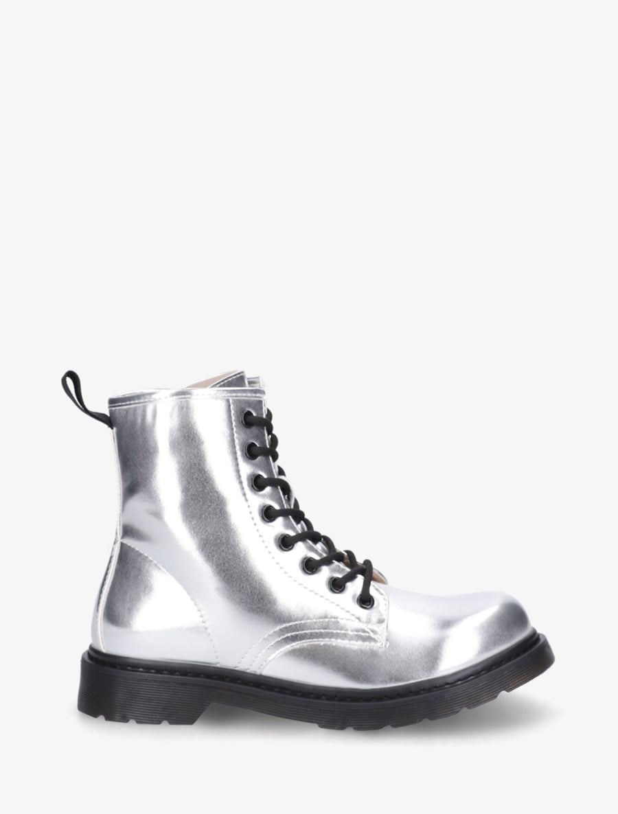 Bottines nacrées à lacets - Argent - 1