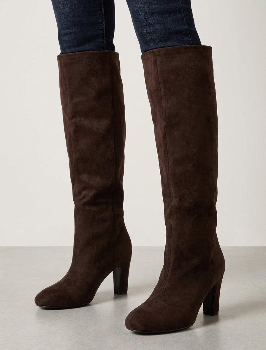 Stiefeletten aus Wildleder mit runden Spitzen - Braun