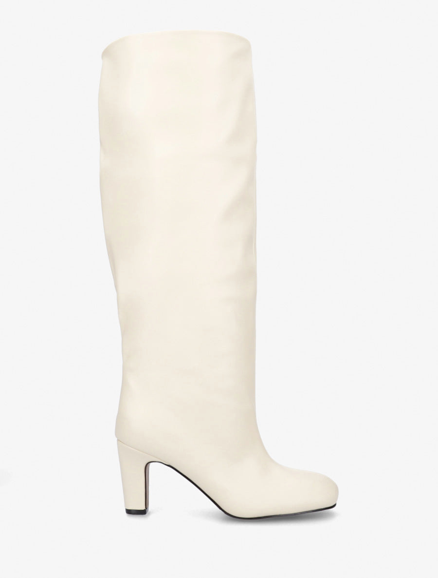 Bottes en simili à bouts ronds - Beige - 1
