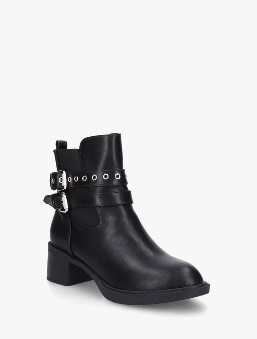 Bottines élastiquées à double sangles - Noir - 2