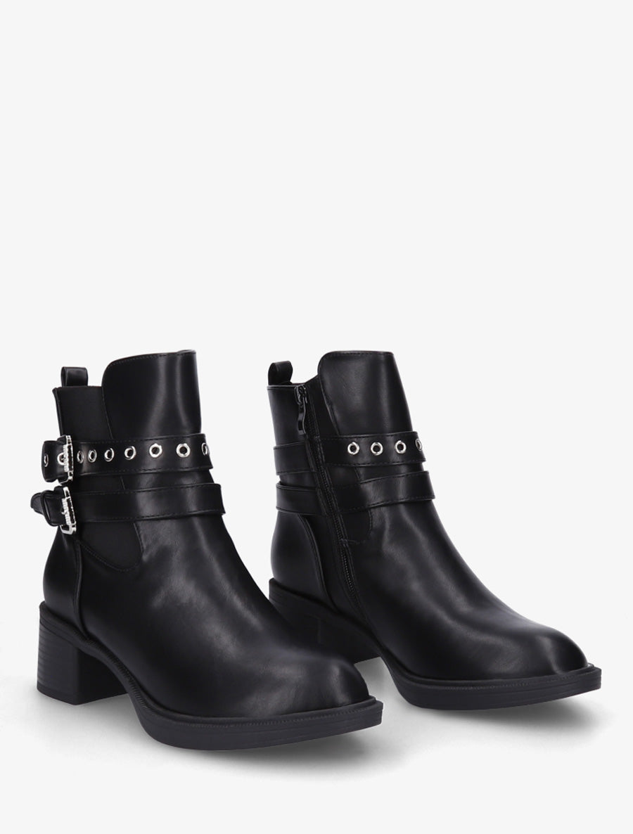 Bottines élastiquées à double sangles - Noir - 4