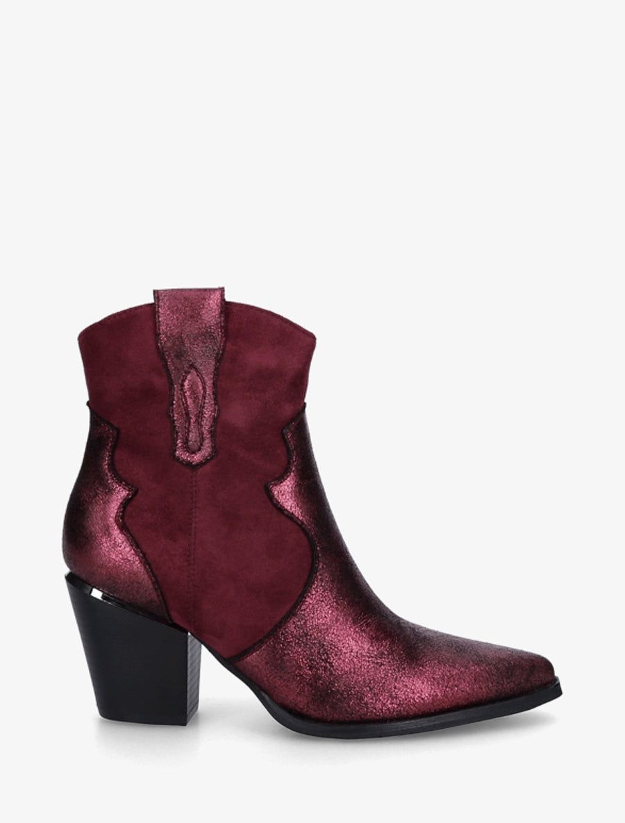 Bottines nacrées style santiag - Bordeaux - 1