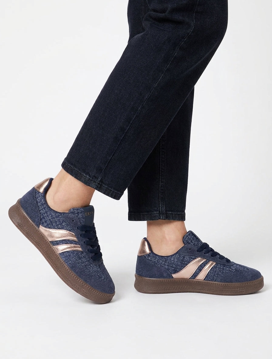 Sneakers mit Tweed-Effekt-Quarter - Marine