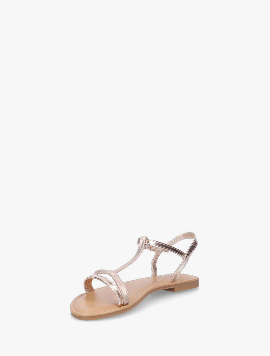 Nu-pieds en simili bride en T - Rose gold - 3
