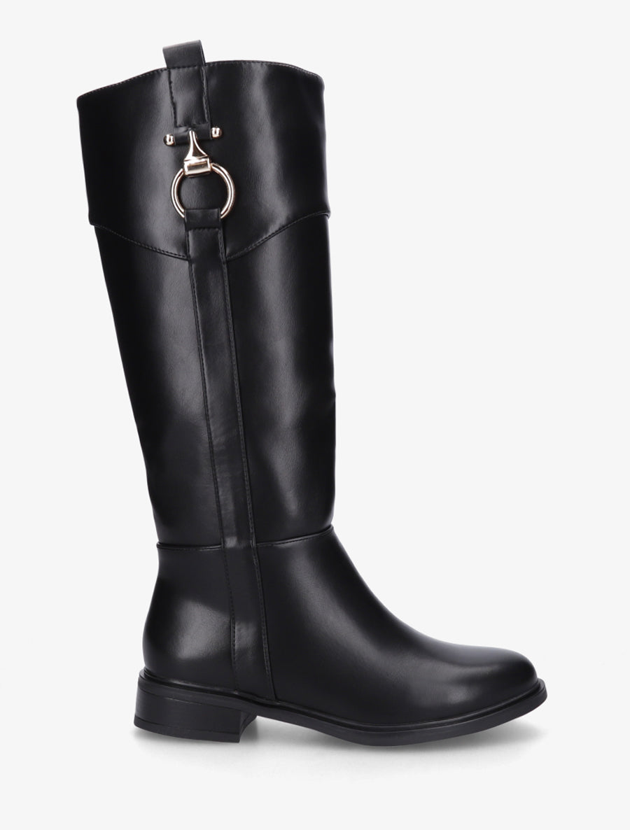 Bottes en simili à empiècement métal - Noir - 1