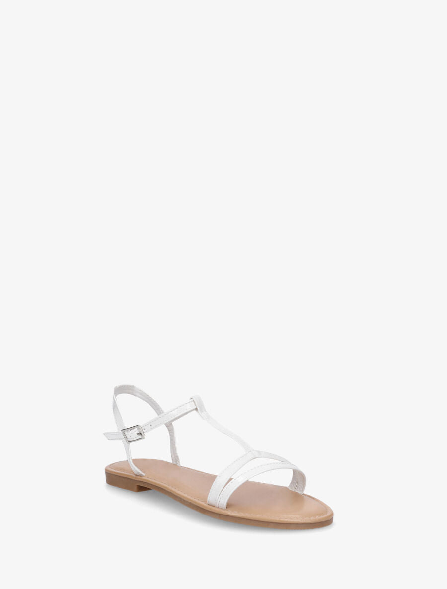 Nu-pieds en simili bride en T - Blanc - 2