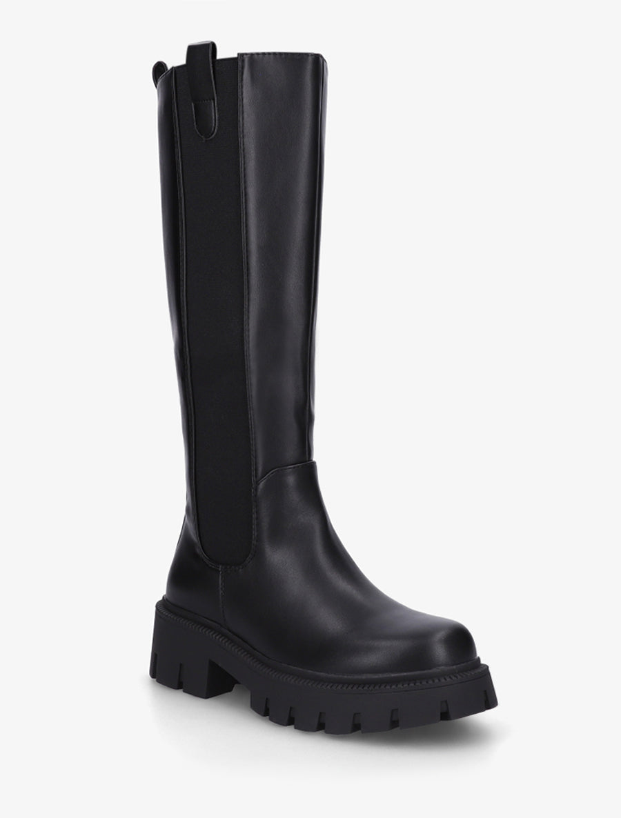 Bottes simili à semelles crantées - Noir - 2