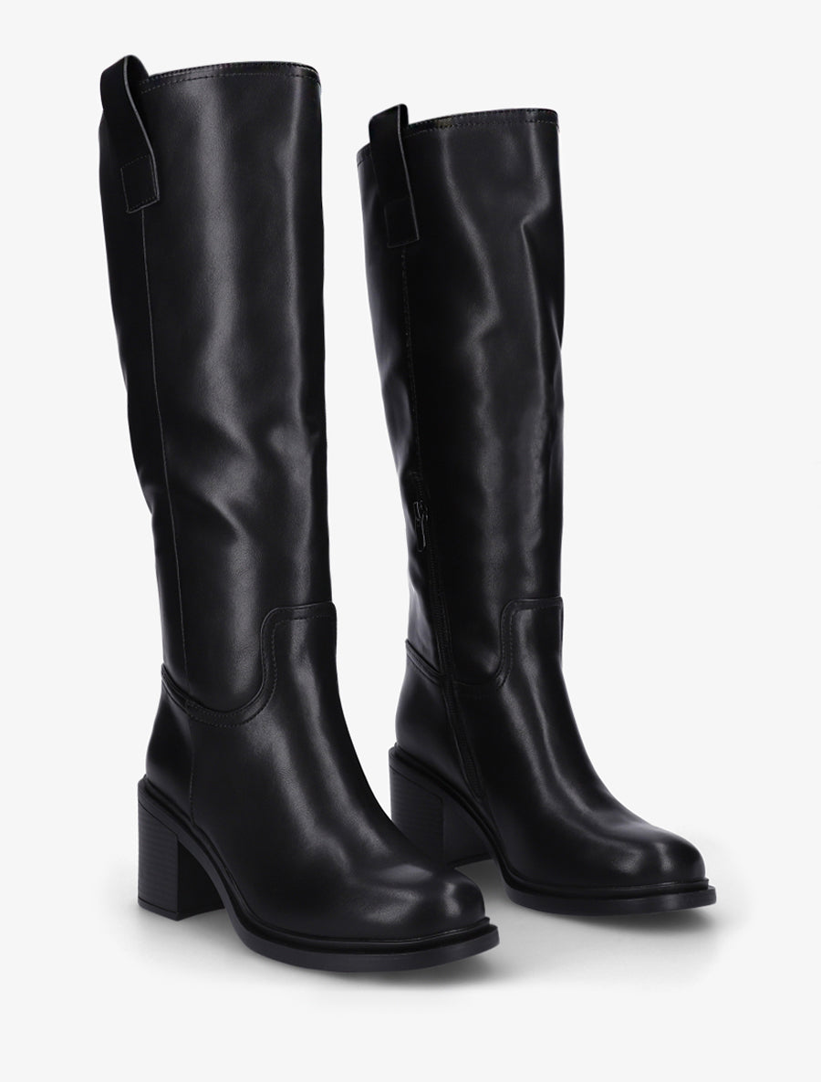 Bottes en simili à talon - Noir - 4