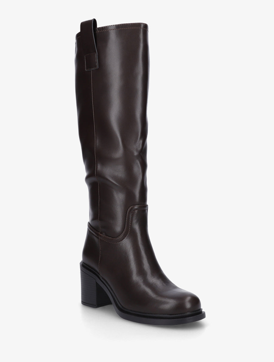 Bottes en simili à talon - Marron - 2