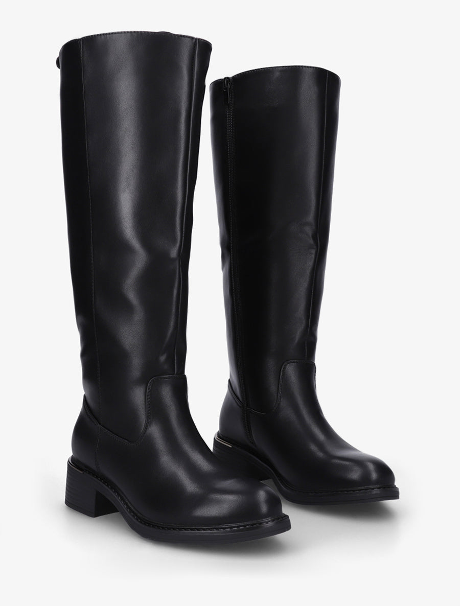 Bottes cavalières en simili - Noir - 4
