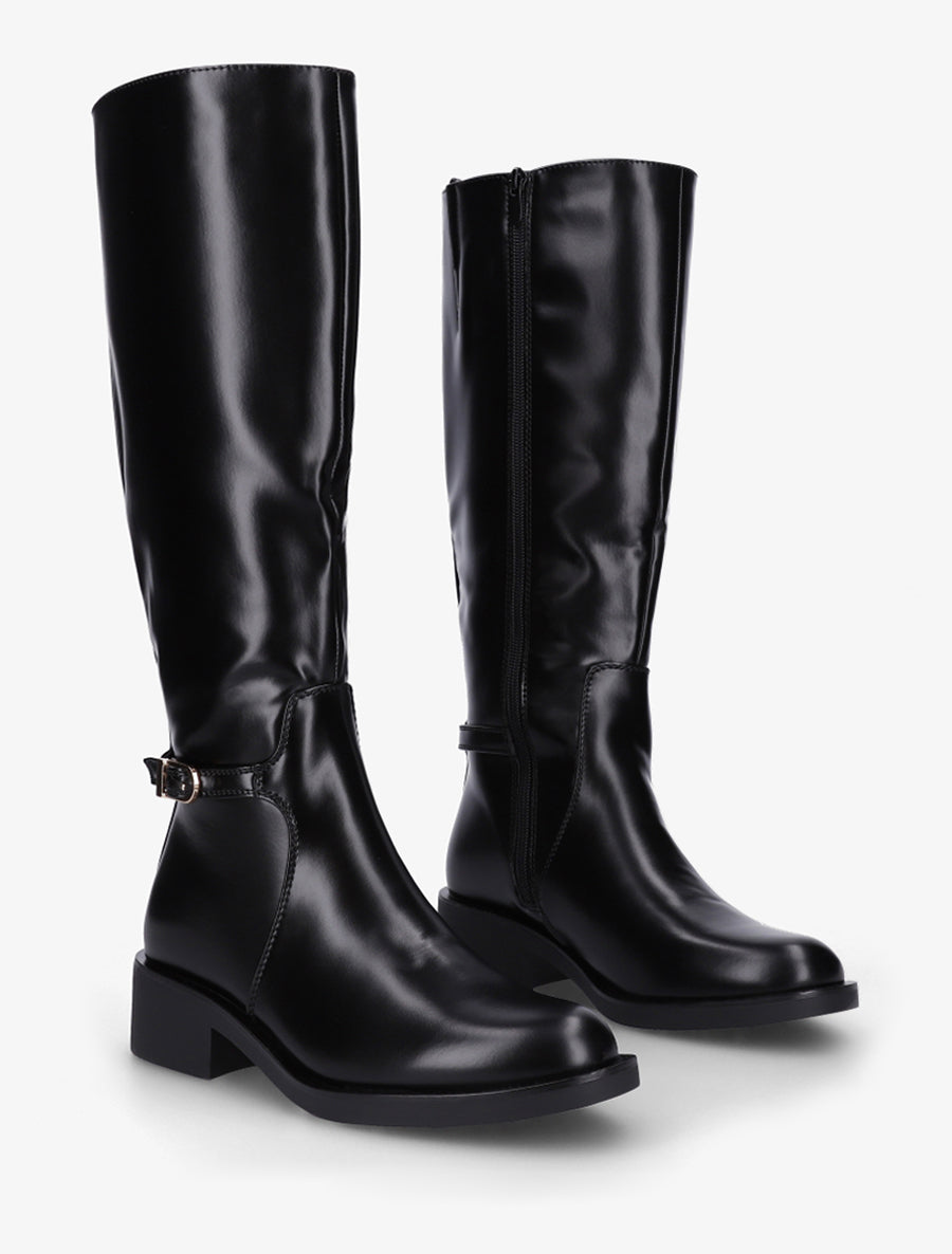 Bottes cavalières à boucle décorative - Noir - 4